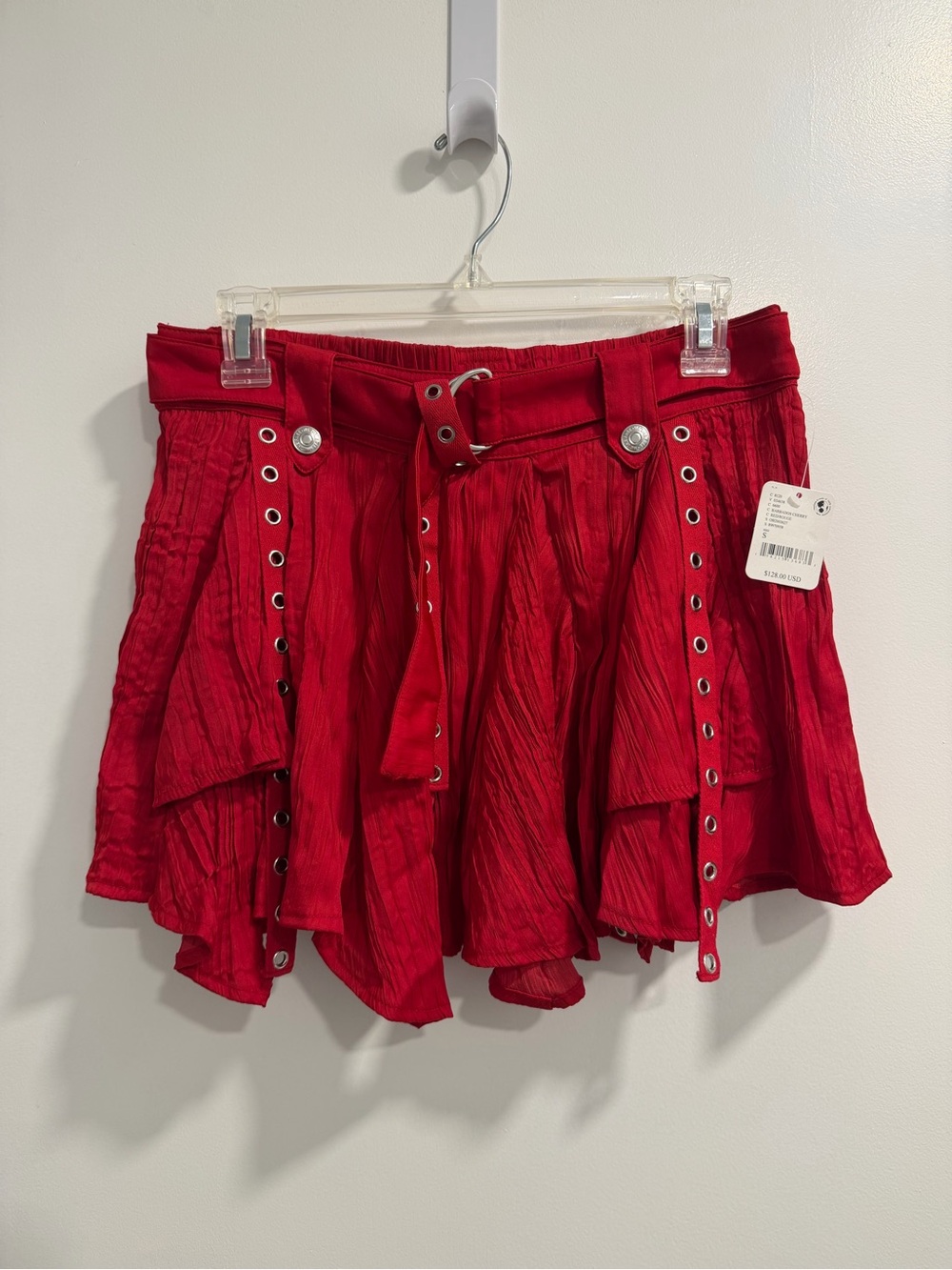 BNWT Free People Rue Mini Skirt in Cherry Red Size Small